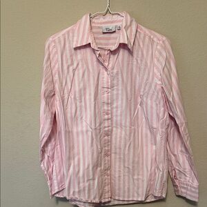 Kim Rogers Light Pink and White Striped Button Down Shirt